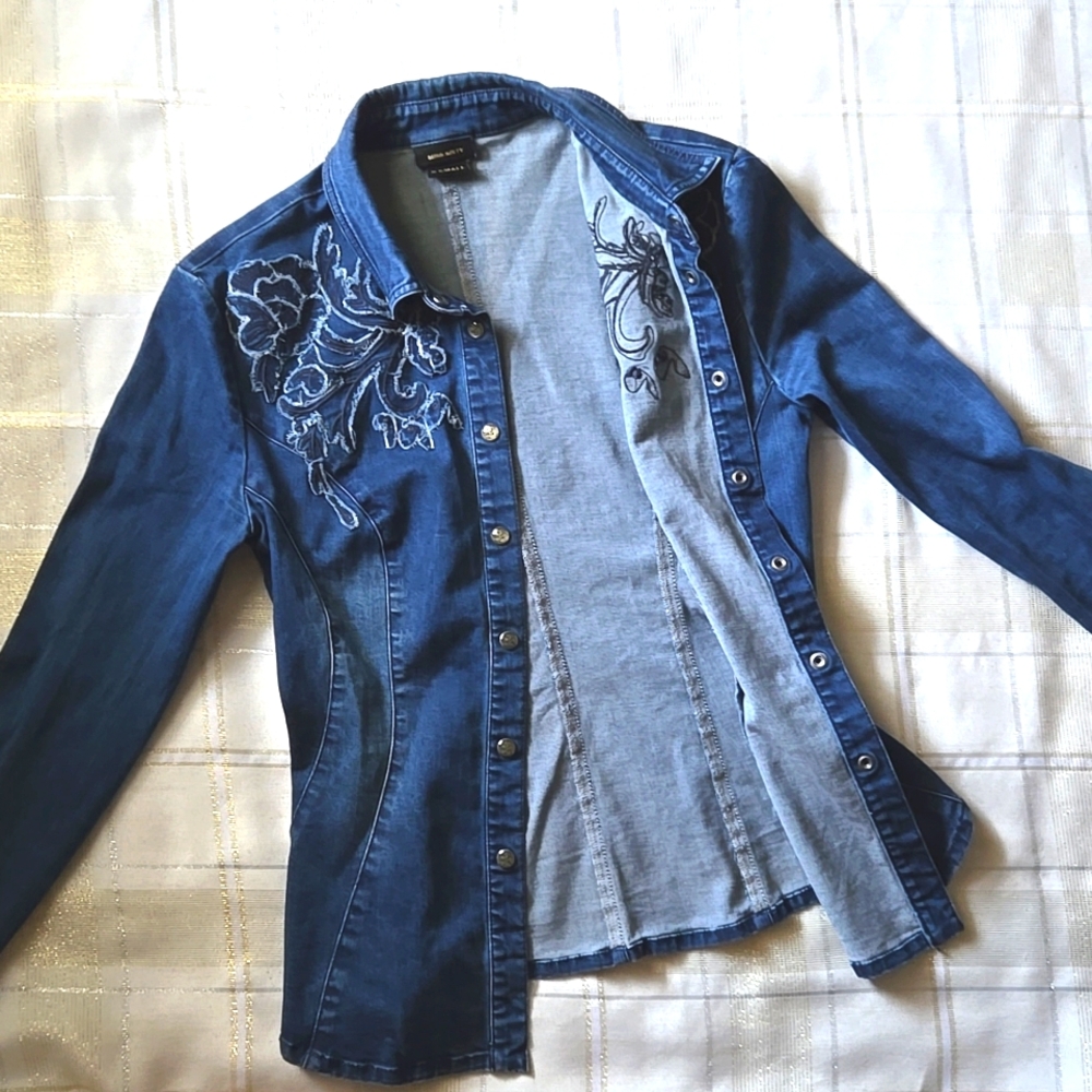 Miss Sixty Floral Denim Button-Up Shirt - Picture 7 of 12